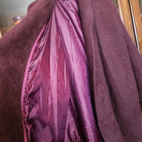STILLMAN Studio 80% Angora Soft Fur Dark Burgundy Cardigan Sweater - Picture 3 of 7